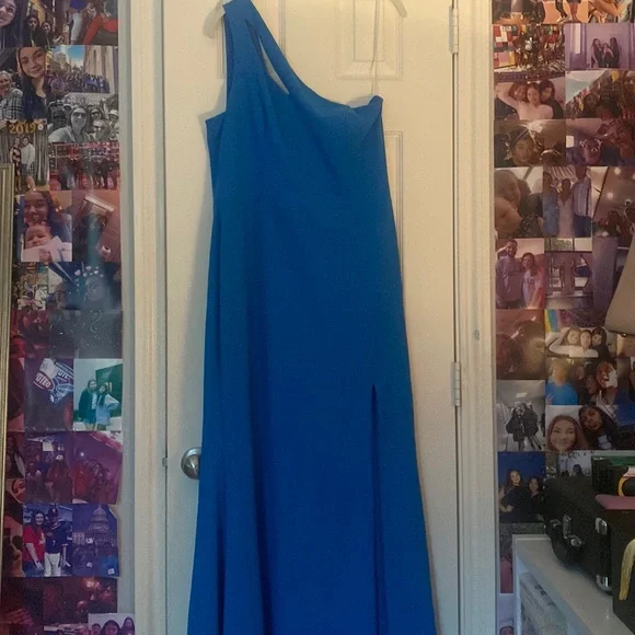 formal dress yellow Electric Blue Satin Zahara Maxi Dress main image 1